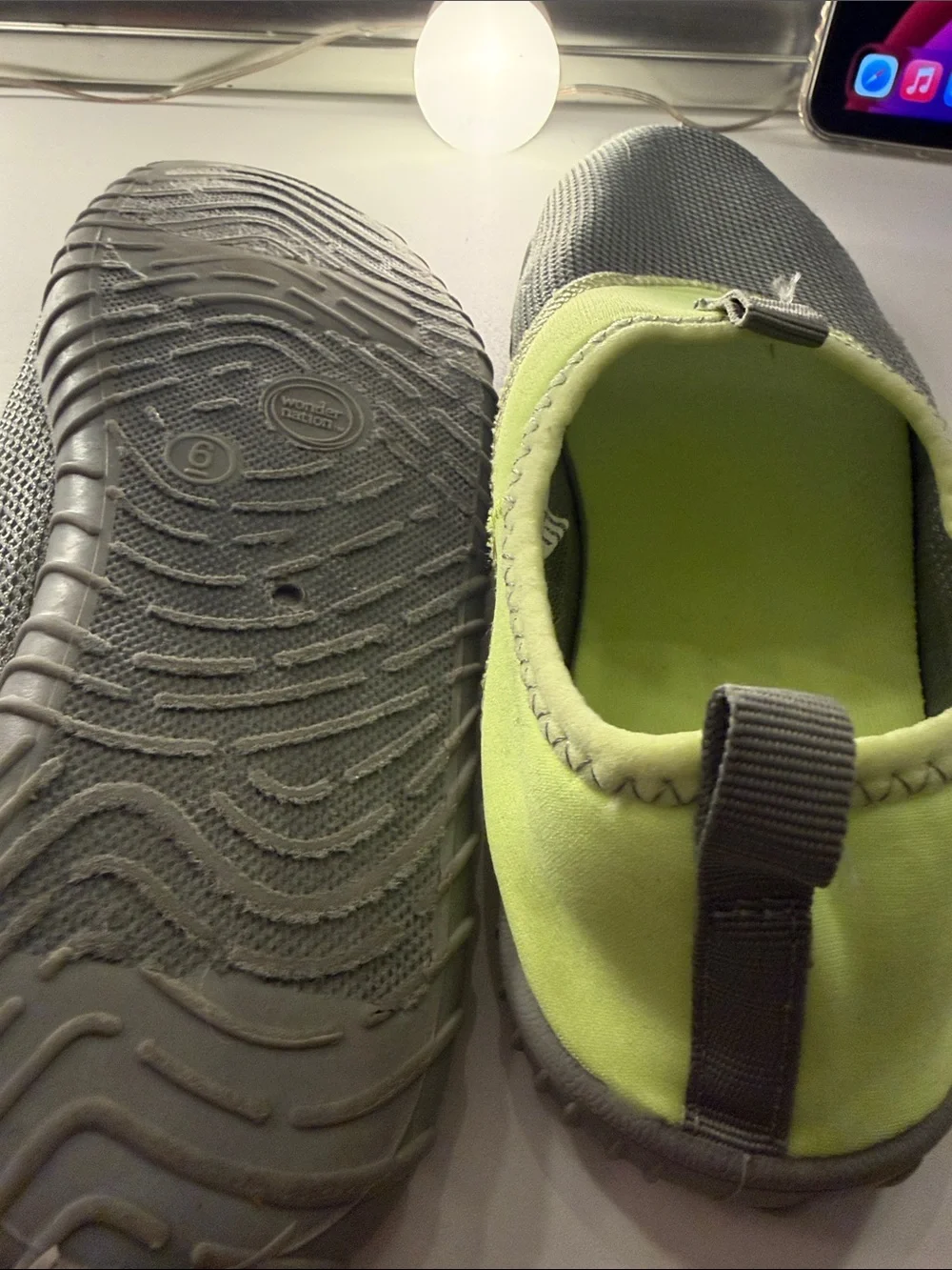 Wonder Nation Kids Slip-On Water Shoes in Lime & Gray